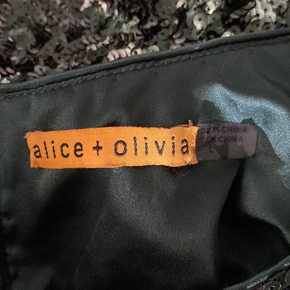 Alice & Olivia Sequin Emerald Green Mini Dress Back Keyhole Large - Picture 10 of 10